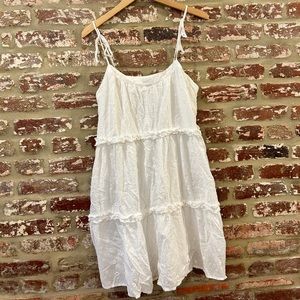 Ann Taylor LOFT White Eyelet Tie Strap Mini Dress